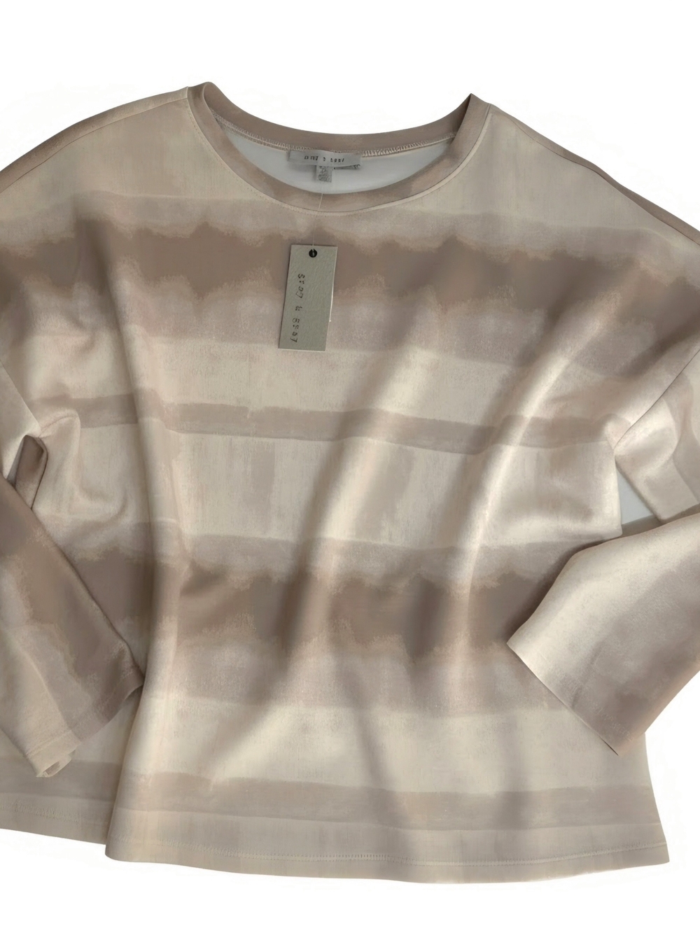 Grey & Gray Striped Long-Sleeve Crewneck Sweatshirt in Light Taupe - Picture 8 of 9